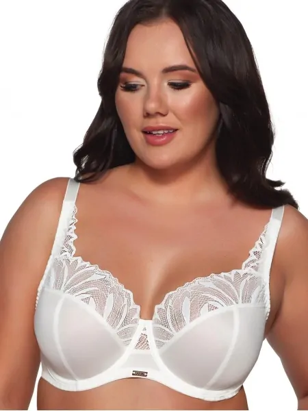 Білий закритий бюстгальтер з мереживом Ava 2106 Ecru Maxi