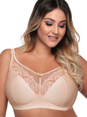 Soft beige wire-free bra for big sizes breasts Ava 691/1 Beige Maxi