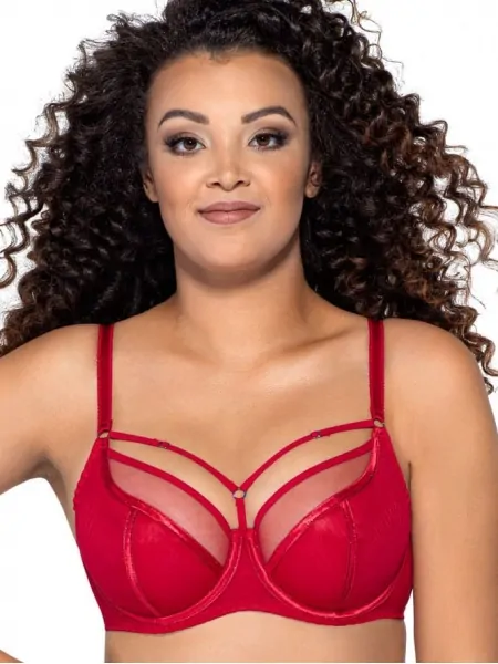 Soft bra with decorative straps Ava 1923 Red
