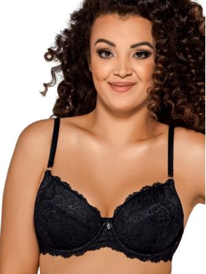 Shimmery lace push-up bra with removable pads Ava 1970 Black
