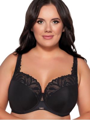 Padded deep black closed bra with lace Ava 2107