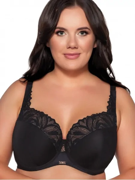 Padded deep black closed bra with lace Ava 2107