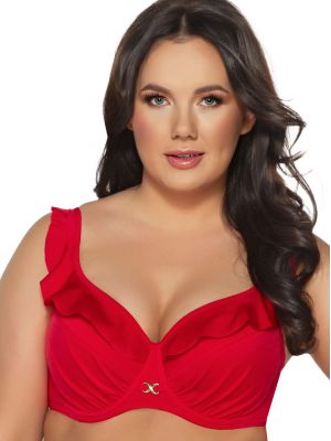 Ruffled Red Bra/Swimsuit Top Ava SK 181 Barbados