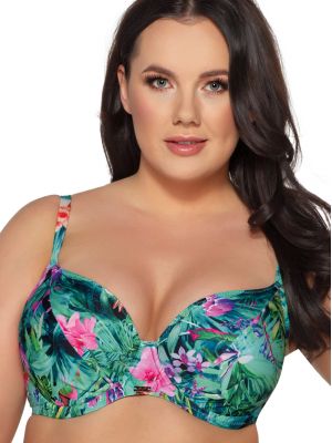 Ava SK 206 Paradise Maxi Soft Full Coverage Bra / Swimsuit Top with Vibrant Tropical Pattern