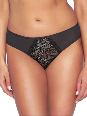Women's brazilian panties with lace decoration Ava 1396/B Cold Espresso