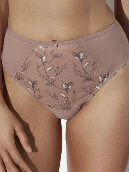 Ava 2274/B Mocha Mousse Brazilian Briefs with Embroidery