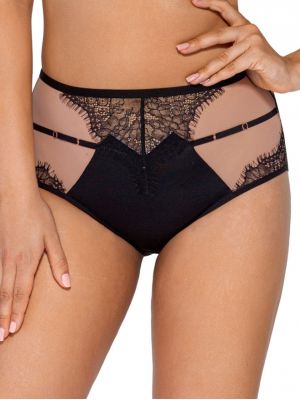 Women's high slip panties with lace Ava 2007 Black