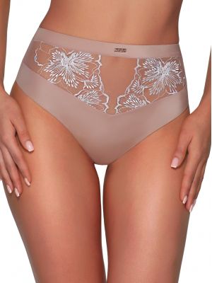Women's Powder Pink High Waist Panties with White Embroidery Ava 2079 Ancient Rose