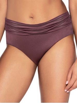 Women's swimsuit bottoms solid color bikini bottoms with draped waist Ava SF 168/3/1 Hot Chocolate