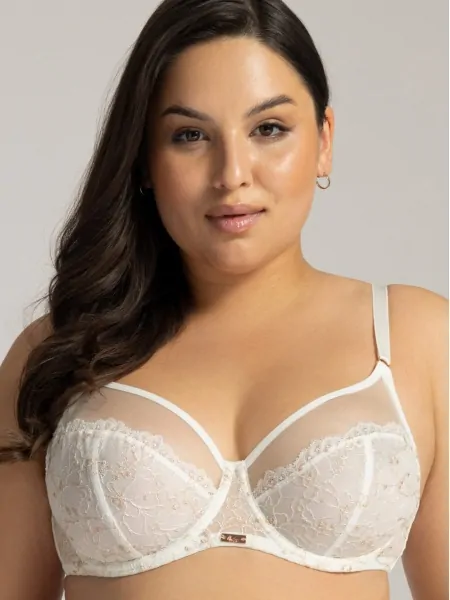 Soft ecru bra with delicate gold thread embroidery Ava 1396 Ecru Maxi