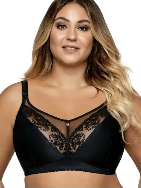 Мягкий бюстгальтер топ без косточек больших размеров Ava 691/1 Black Maxi