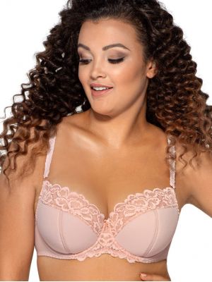 Semi-soft bra with lace for a large bust Ava 1992 Powdery Pink Maxi