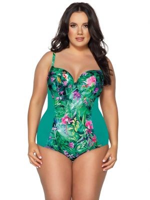 Turquoise Tropical Print One-Piece Swimsuit Ava SKJ 52 Paradise