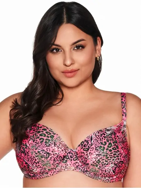 Swimsuit Top - Unpadded Leopard Print Swim Bra Ava SK 217 Pink