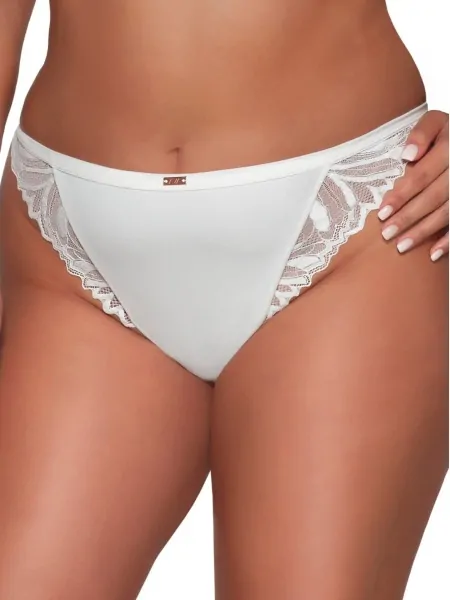 Women's White Lace Thong Panties Ava 2106/B Ecru
