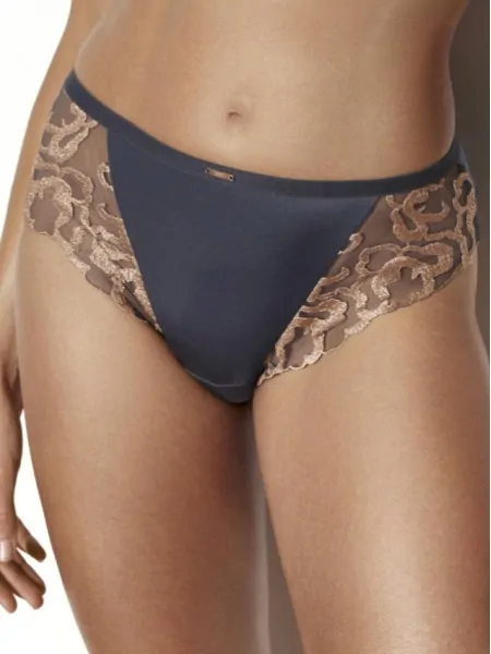 Ava 2278/B Graphite Women's Brazilian Panties - Gold-Beige Lace