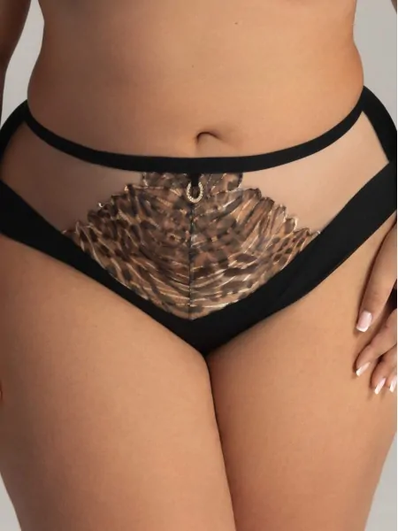 Women's midi panties with luxurious exotic lace decor Ava 2143 Classy black