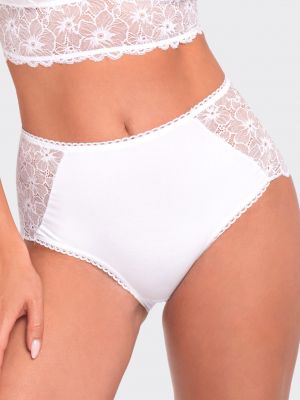 Women's high cotton slip panties with floral lace on the sides and back Babell BBL190