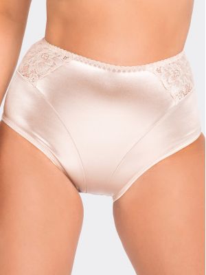 Women's shapewear slip panties made of shiny material with a high waist, satin trim and lace inserts Babell BBL103