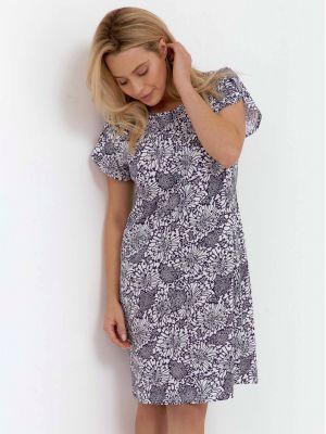 Women's long nightshirt / casual cotton knit dress with original floral pattern Cana 240