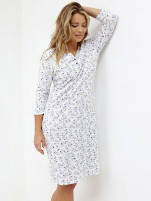 Women's long nightgown / casual cotton dress with floral print Cana 243