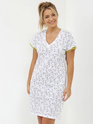 Нічна сорочка жіноча коротка / домашня сукня з якісної бавовни з дрібним візерунком квітковим Cana 245 2XL