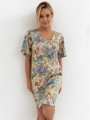 Жіноча ніжна сорочка / домашня сукня з візерунком акварельних півонії Cana 266