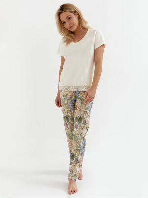 На картинке изображено - Женская пижама / домашний комплект из высококачественного мягкого хлопка нежной расцветки Cana 270 | фото 1