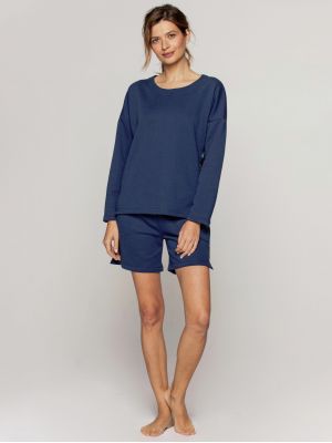 Жіноча тепла однотонна бавовняна піжама / домашній комплект із шортами Cana 933
