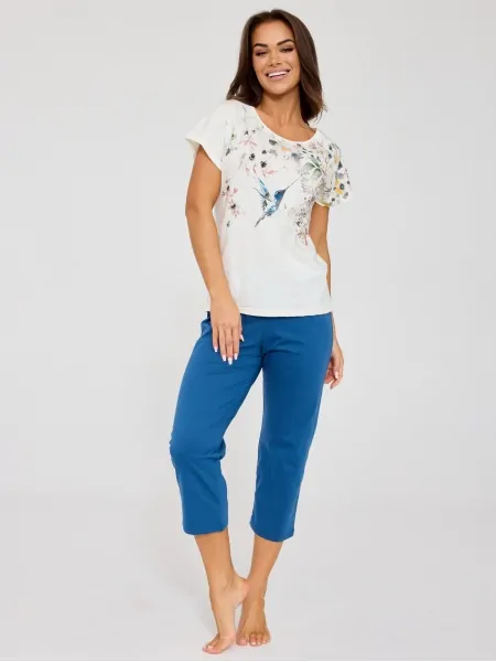 Women's Cotton Floral Pyjama Set with 7/8 Trousers Cornette Floris KR 369/345