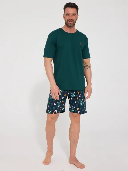 Мужская пижама Cornette KR 326/345 Gentleman - футболка и шорты в темно-зеленых оттенках