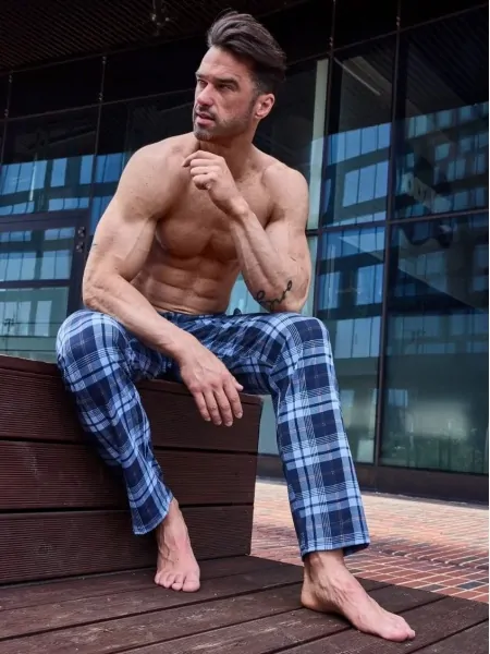 Men's plaid pants for home and sleep Cornette 691 Autumn