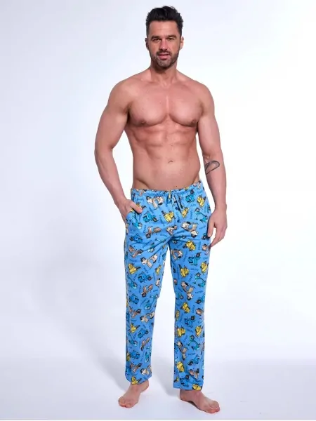 Men's soft cotton home pants with pockets and waist adjustment / pajama pants with an original stylish print Cornette 691 Big W/25