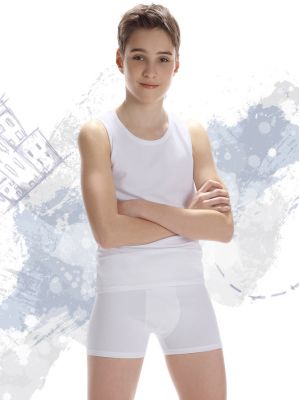 На картинке изображено - Классический хлопковый комплект белья для мальчика: майка и боксеры Cornette 866/01 128