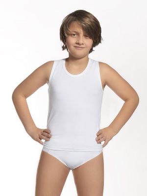 На картинке изображено - Классический хлопковый комплект белья для мальчика: майка и слипы Cornette 864/01 128 | фото 1