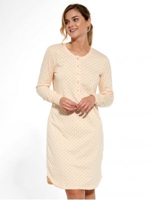 На картинке изображено - Женская удлинённая хлопковая ночная сорочка / домашнее платье с застёжкой на кнопках Cornette DR 777/329 Eva  | фото 1