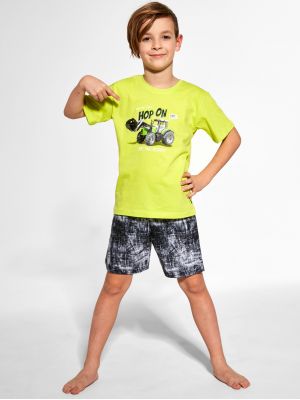 На картинке изображено - Детская мягкая хлопковая пижама / домашний комплект с шортами для мальчика Cornette KR 789/101 Tractor 2 | фото 1