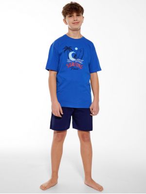 На картинці зображено - Двоколірна піжама / домашній комплект з візерунком серфера для хлопчика Cornette 476/116 Surfing (140-164) | фото 1