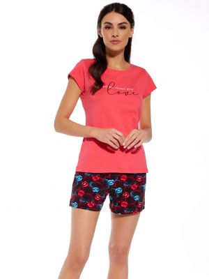 Women's pajama set / casual floral print tee and patterned shorts Cornette 628/275 With Love