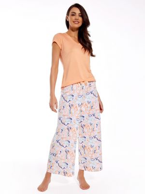 Women's Restful Modal and Patterned Cotton Pajama Set: Tee and Wide Pants Cornette KR 743/277 Vanessa