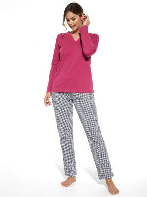 Women's cotton pajamas / home set with long sleeves and patterned pants Cornette DR 747/315 Margaret