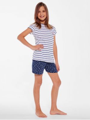 На картинке изображено - Хлопковая пижама / домашний комплект с коротким рукавом для девочки Cornette 245/103 Marine (92-128) | фото 1