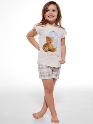 На картинке изображено - Хлопковая пижама с узором плюшевого мишки для девочки подростка Cornette 787/105 Good Night (92-128) | фото 1