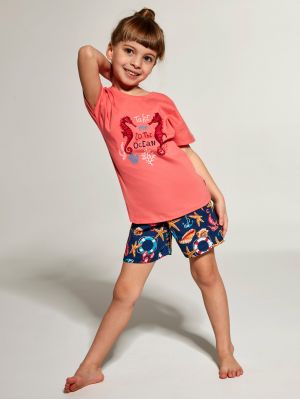 На картинці зображено - Бавовняна піжама / домашній комплект з барвистим принтом для дівчинки Cornette KR 249/94 Seahorse | фото 1