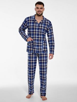 Men's Cotton Plaid Pajama Set with Button-Front Shirt Cornette 905/167 Dylan