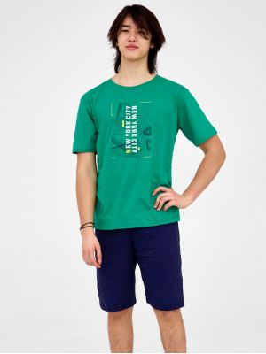 На картинке изображено - Хлопковая двухцветная пижама / домашний комплект для юноши Cornette 504/46 City (164-188) | фото 1