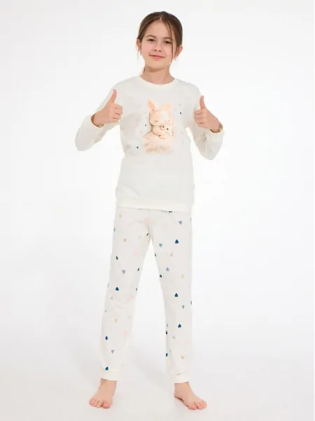 Пижама для девочки-подростка Cornette DR 592/201 Sleeping - кремовый комплект с нежным и милым принтом