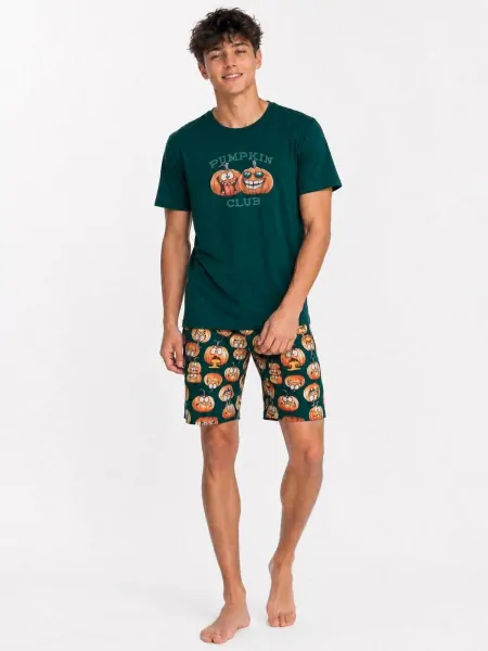 Cornette DR 966/187 Pumpkin Club Boys' Pajama Set, Sizes 134-164 - T-Shirt and Shorts with Fun Print
