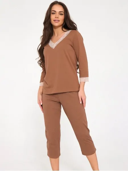 Cornette Estella 1115/516 Women's Pyjama Set with Lace, 3/4 Sleeves and Trousers