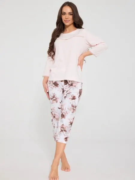 Cornette Ophelia 1104/496 Women's Pyjama Set with Lace and 3/4 Trousers
